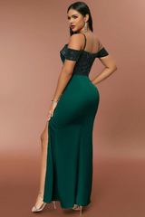 Slim Fit Spliced Sequin Maxi Dress