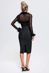 Sweetheart Neckline Black Midi Dress