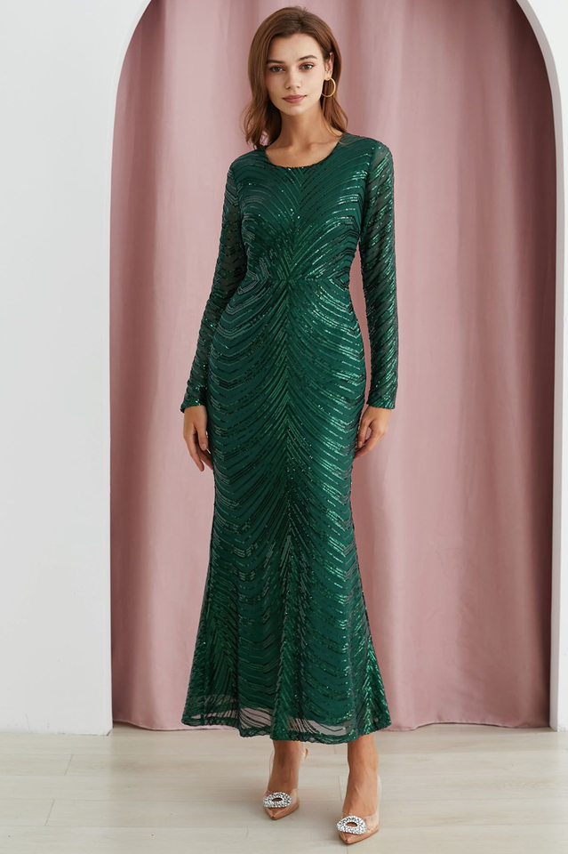 Dark Green Sequin Mermaid Gown