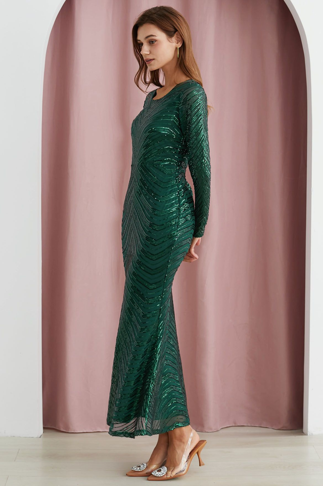 Dark Green Sequin Mermaid Gown