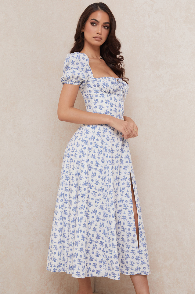 Tallulah Floral Puff Sleeve Midi Dress