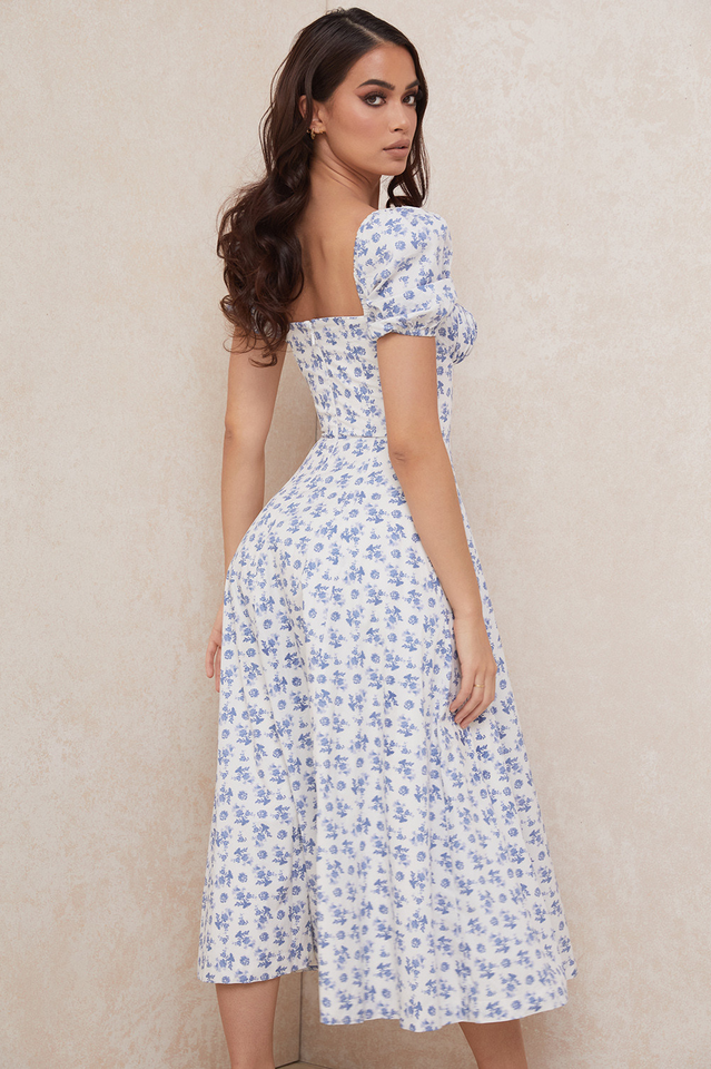 Tallulah Floral Puff Sleeve Midi Dress