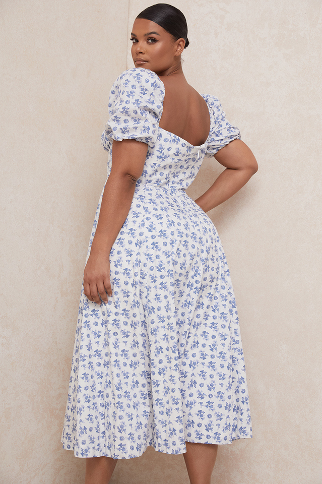 Tallulah Floral Puff Sleeve Midi Dress