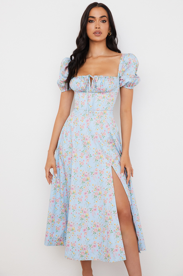 Tallulah Floral Puff Sleeve Midi Dress