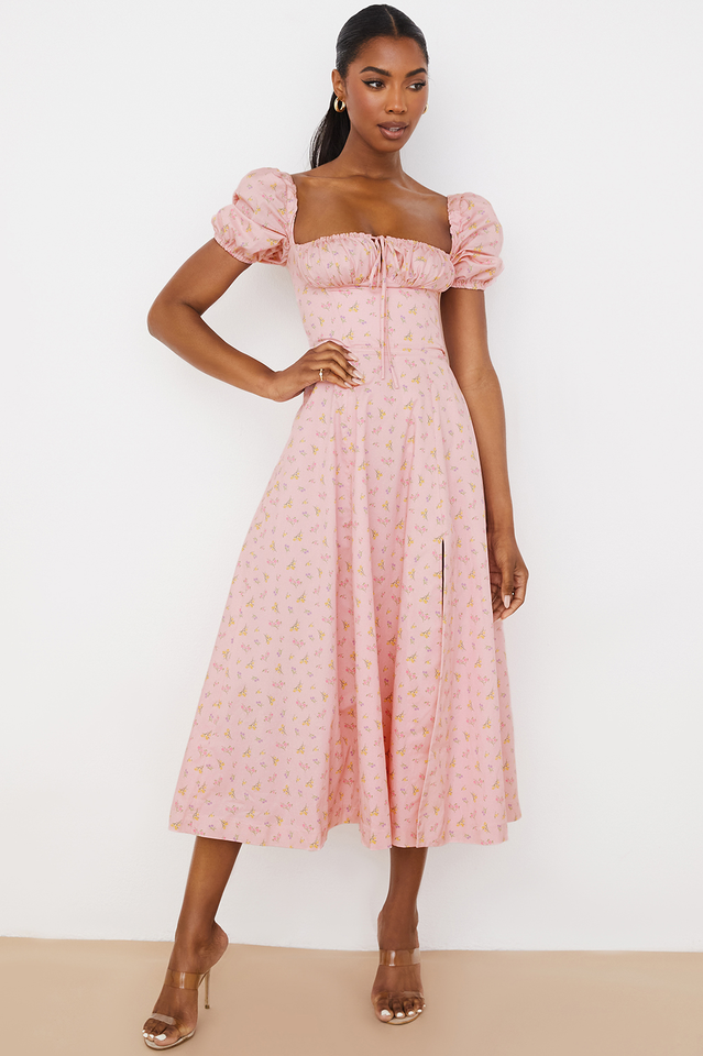 Tallulah Floral Puff Sleeve Midi Dress