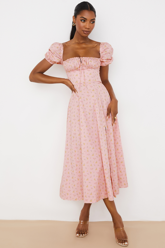 Tallulah Floral Puff Sleeve Midi Dress