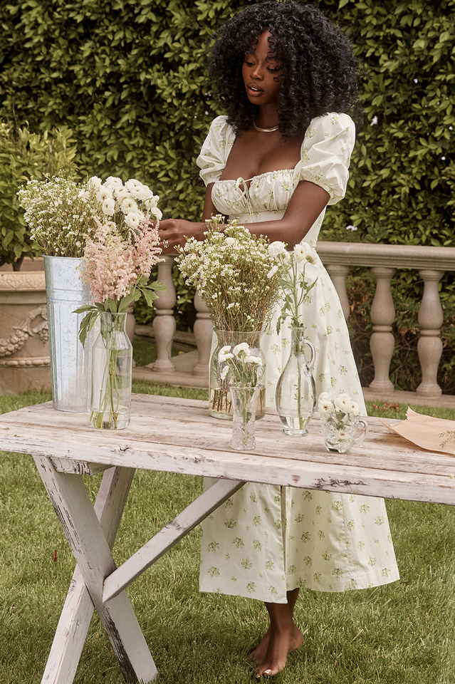 Tallulah Floral Puff Sleeve Midi Dress