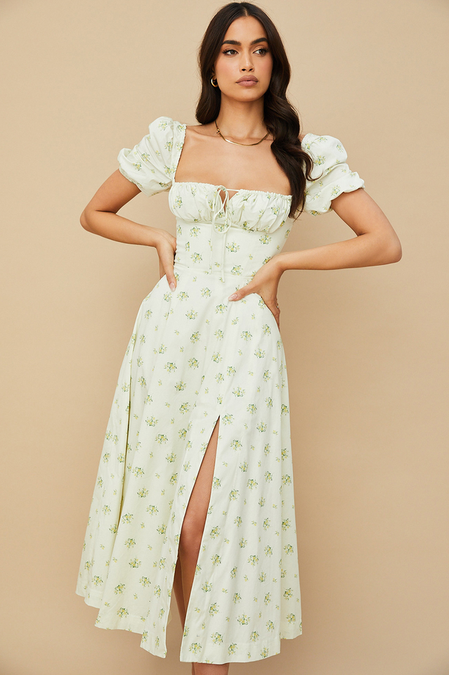 Tallulah Floral Puff Sleeve Midi Dress