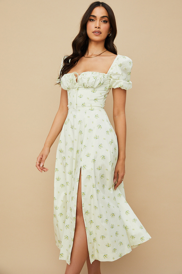 Tallulah Floral Puff Sleeve Midi Dress