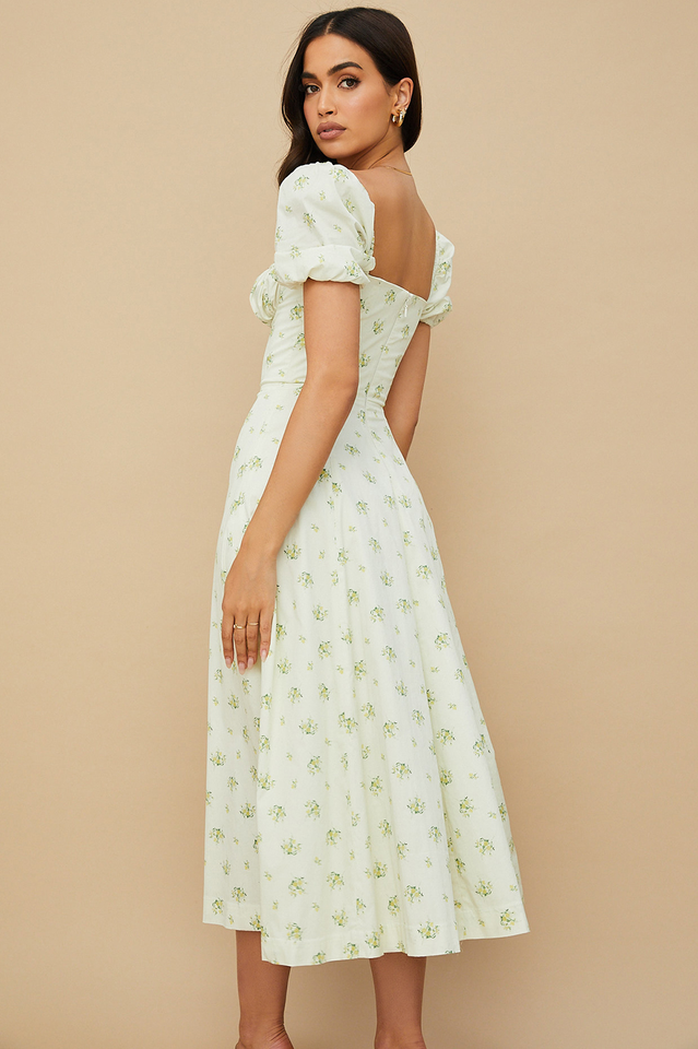 Tallulah Floral Puff Sleeve Midi Dress