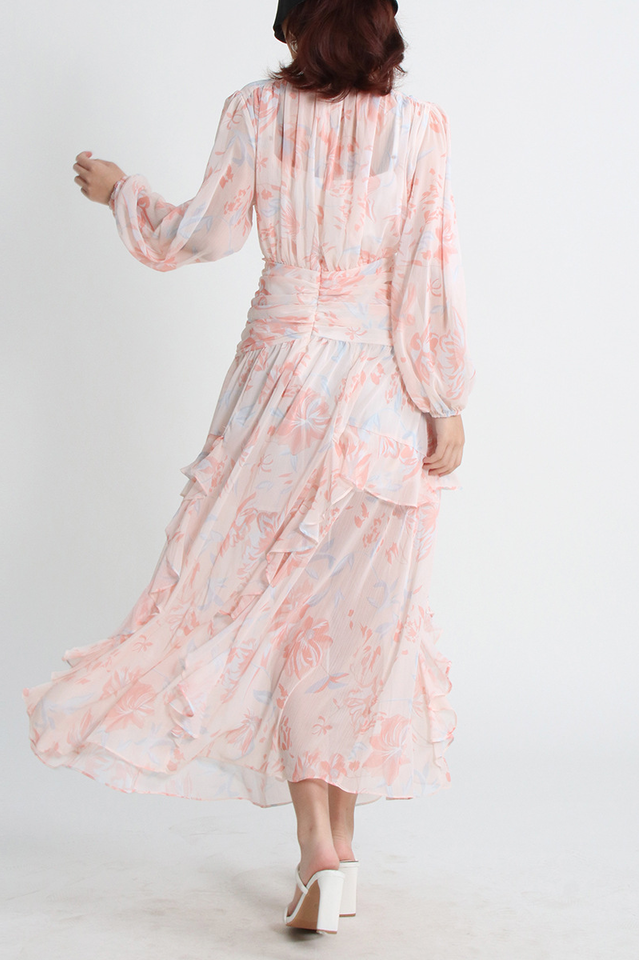 Aurier Round Neck Balloon Sleeve Maxi Dress