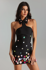 Gunnel Flower Embellished Bandage Dress