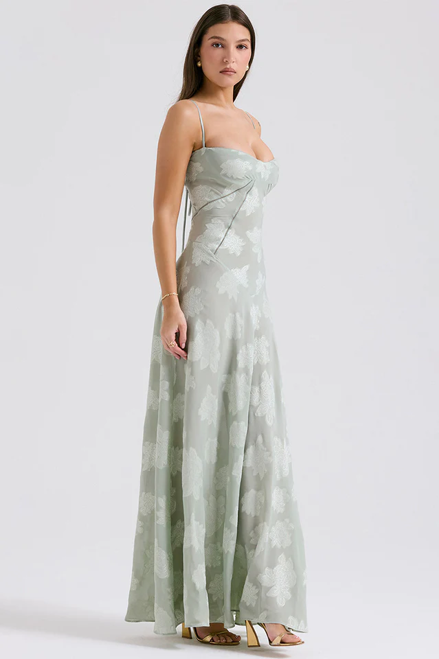 Serena Vintage Black Printed Maxi Dress