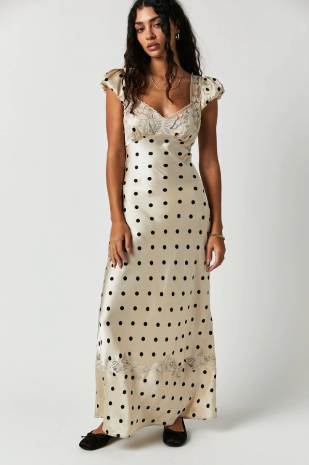 Butterfly Babe Lace Polka Dot Maxi Dress