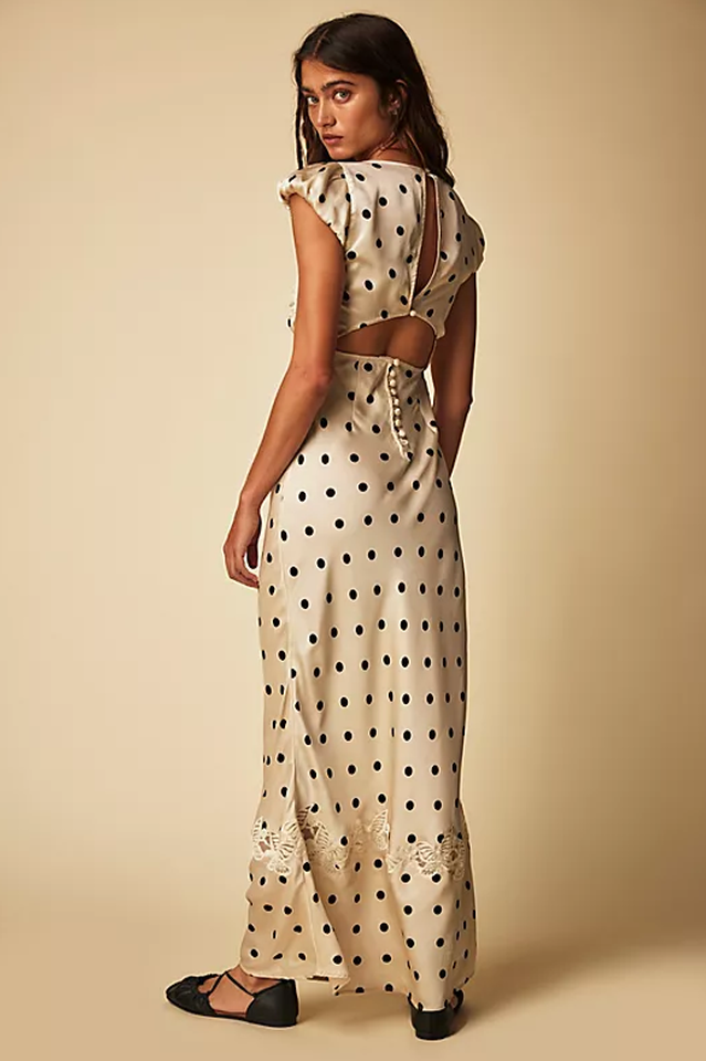 Butterfly Babe Lace Polka Dot Maxi Dress