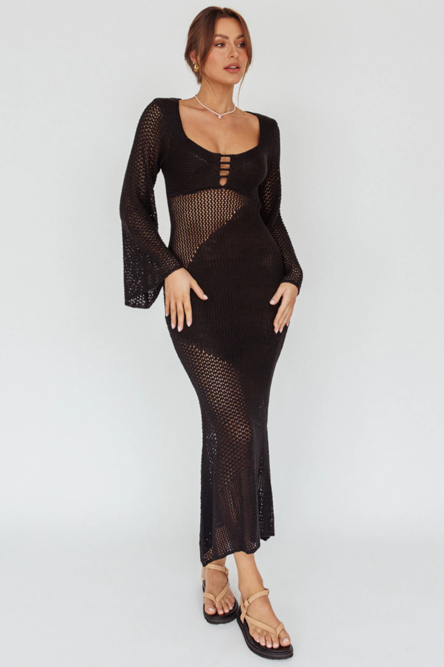 Zizi Long Sleeve Crochet Maxi Dress