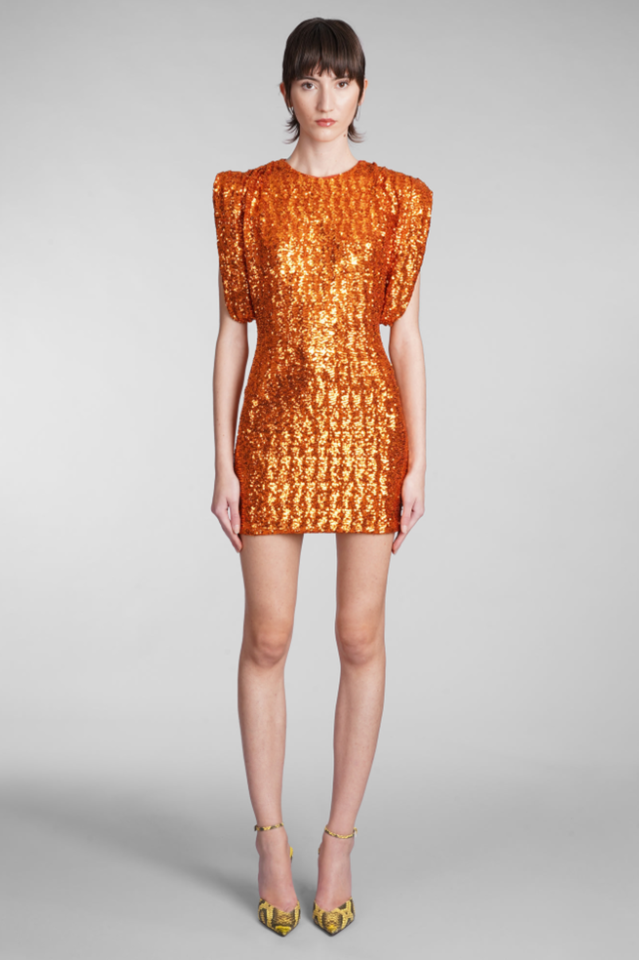 Annie Sequin Mini Dress In Orange