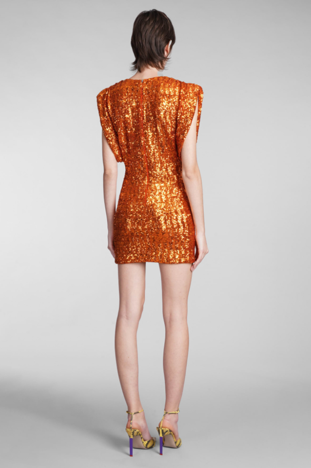 Annie Sequin Mini Dress In Orange