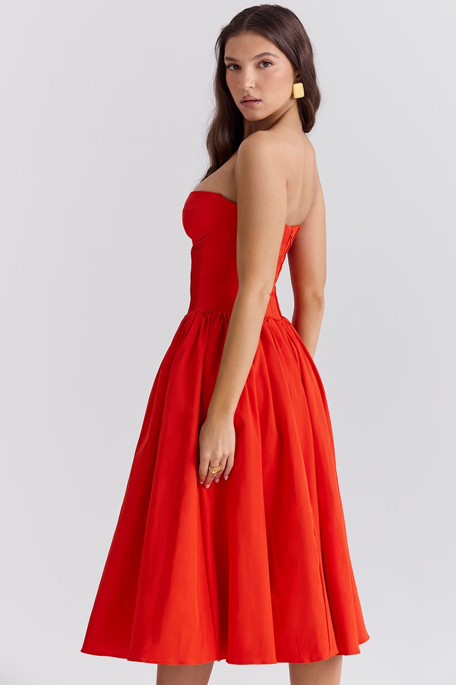 Elizabeth Italian Tomato Midi Sundress