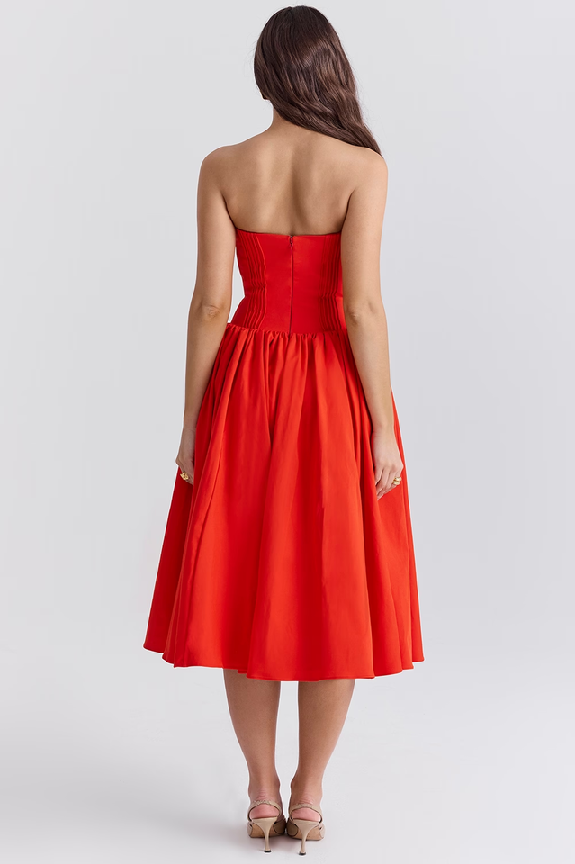 Elizabeth Italian Tomato Midi Sundress