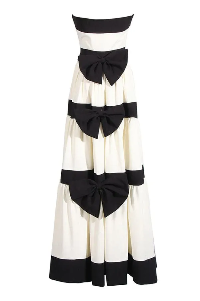 Karen Colorblock Bowknot Maxi Dress