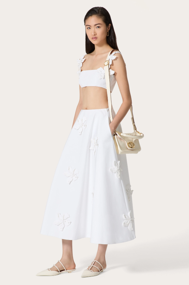 Floral Appliqué Crop Top & Skirt Set