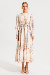 Floral Long Sleeve Maxi Dress With Belt