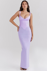 Breeze Orchid Satin Corset Maxi Dress