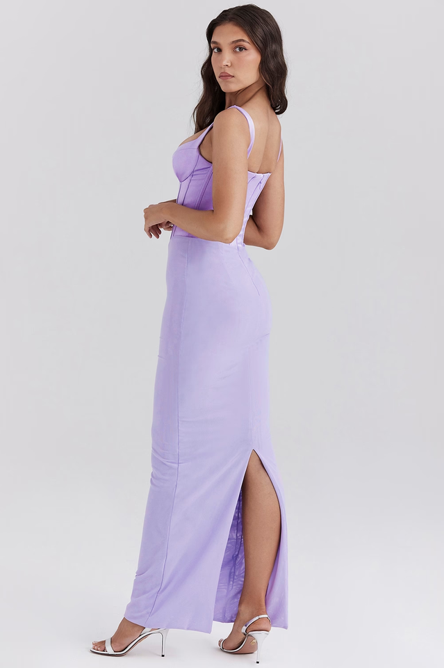 Breeze Orchid Satin Corset Maxi Dress