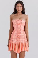 Sirena Sorbet Satin Strapless Mini Dress