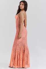 Cordelia Sorbet Lace Godet Maxi Dress