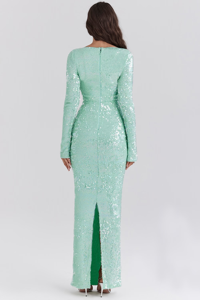 Titania Seafoam Sequin Maxi Gown