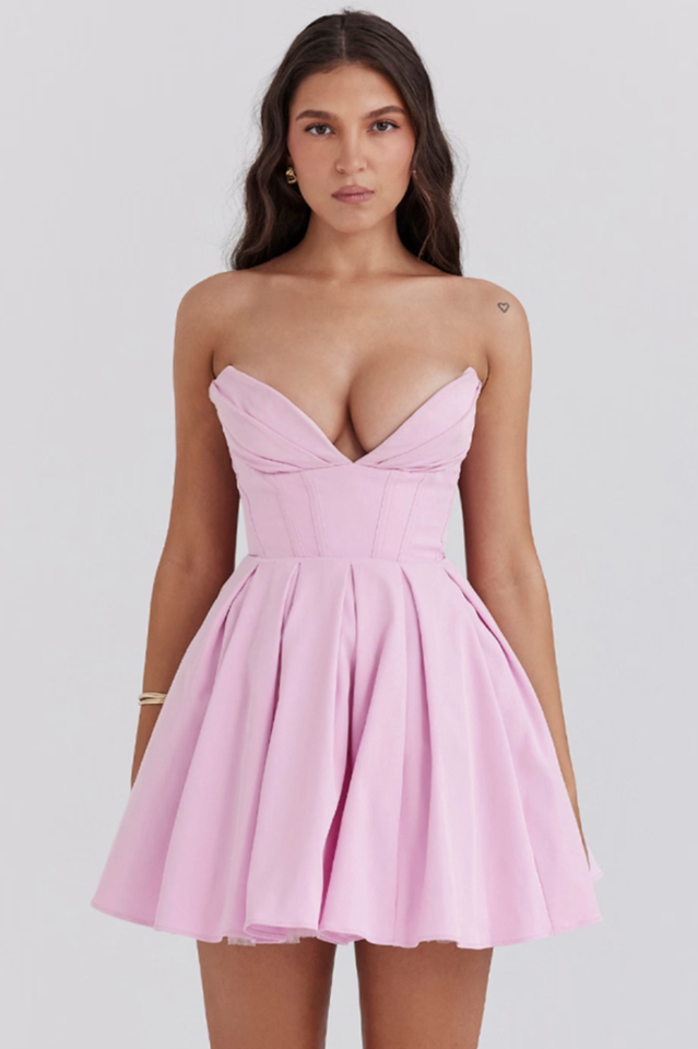 Mar Candy Twill Strapless Mini Dress