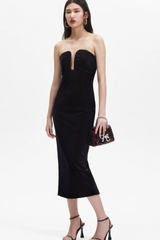 Velvet Strapless Midi Dress