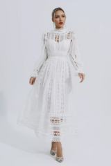 Mariam Hollow Lace Long Sleeve Dress