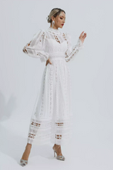 Mariam Hollow Lace Long Sleeve Dress