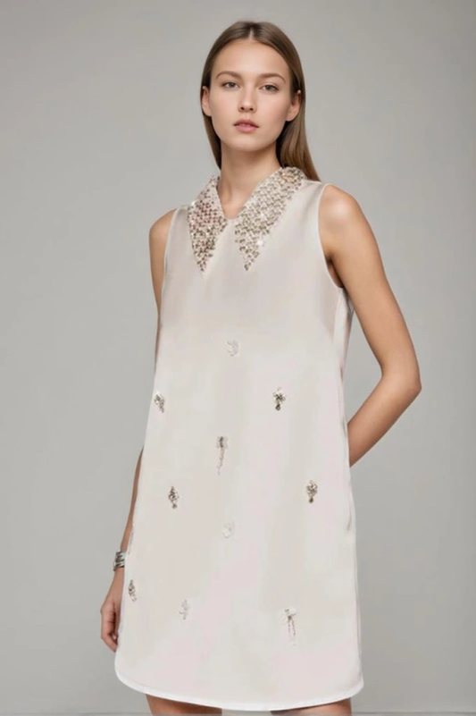 Elif Sleeveless Diamond Mini Dress