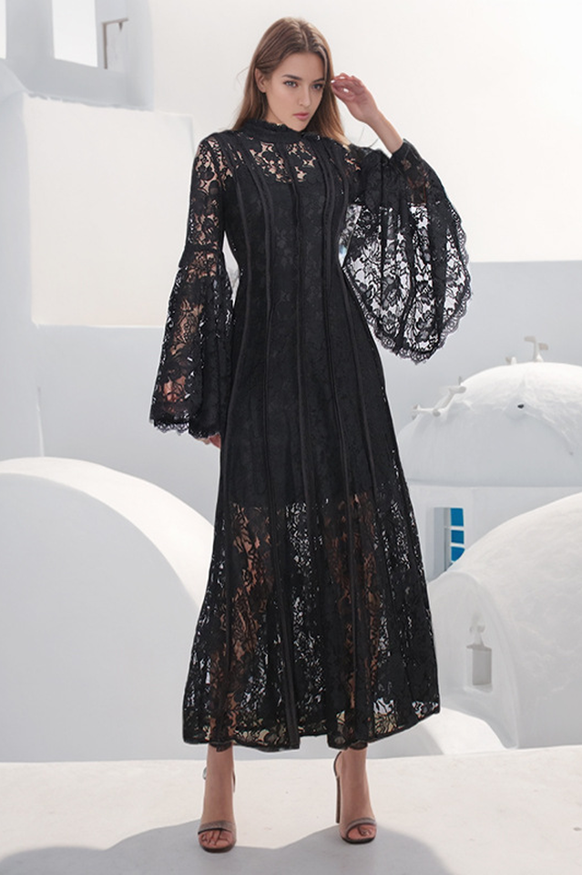 Milena Lace Ruffled Long Dress