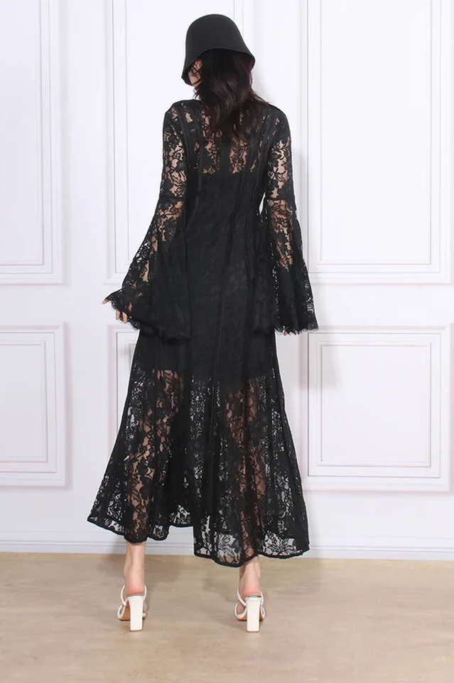 Milena Lace Ruffled Long Dress