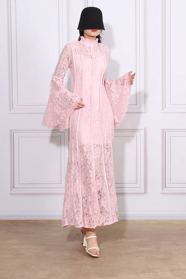 Milena Lace Ruffled Long Dress