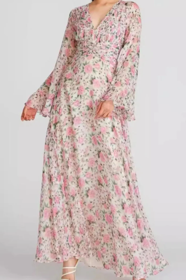 Aracely V Neck Floral Maxi Dress