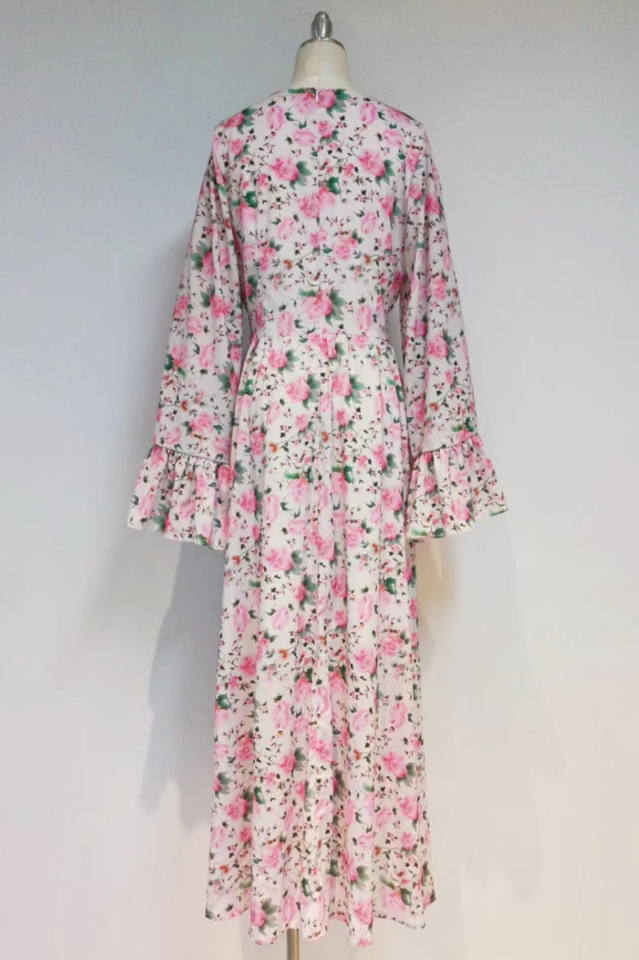 Aracely V Neck Floral Maxi Dress