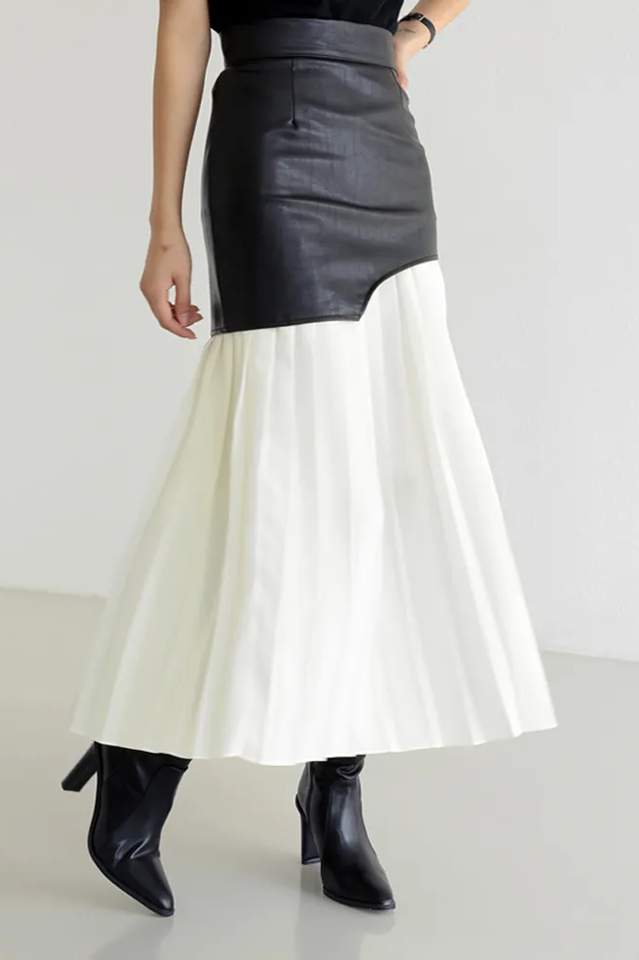 High Waist Patchwork Midi Skirt