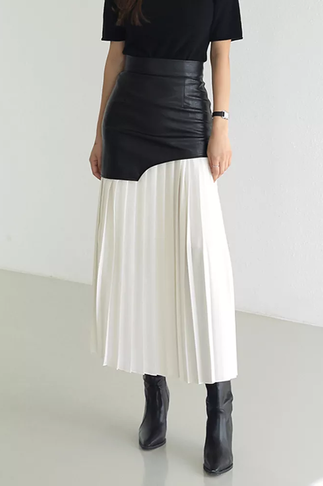 High Waist Patchwork Midi Skirt