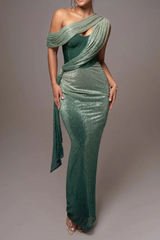 Green Celestina Draped Maxi Dress