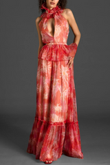 Vanija V-Neck Ruffle Maxi Dress