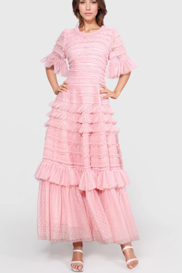 Harper Flutter Sleeve Tiered Midi Dress