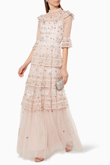 Margot Pink Embroidered Vintage Dress