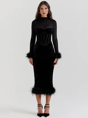 Lexi- Elegant Black Sheer Midi Dress