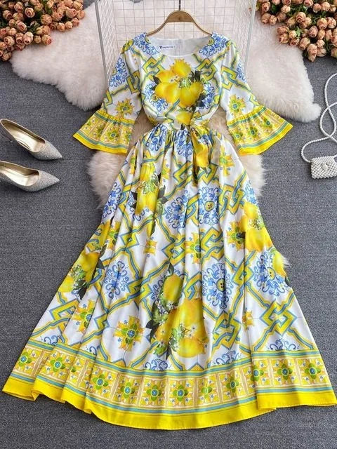 Silvia - Amalfi Lemon Dress